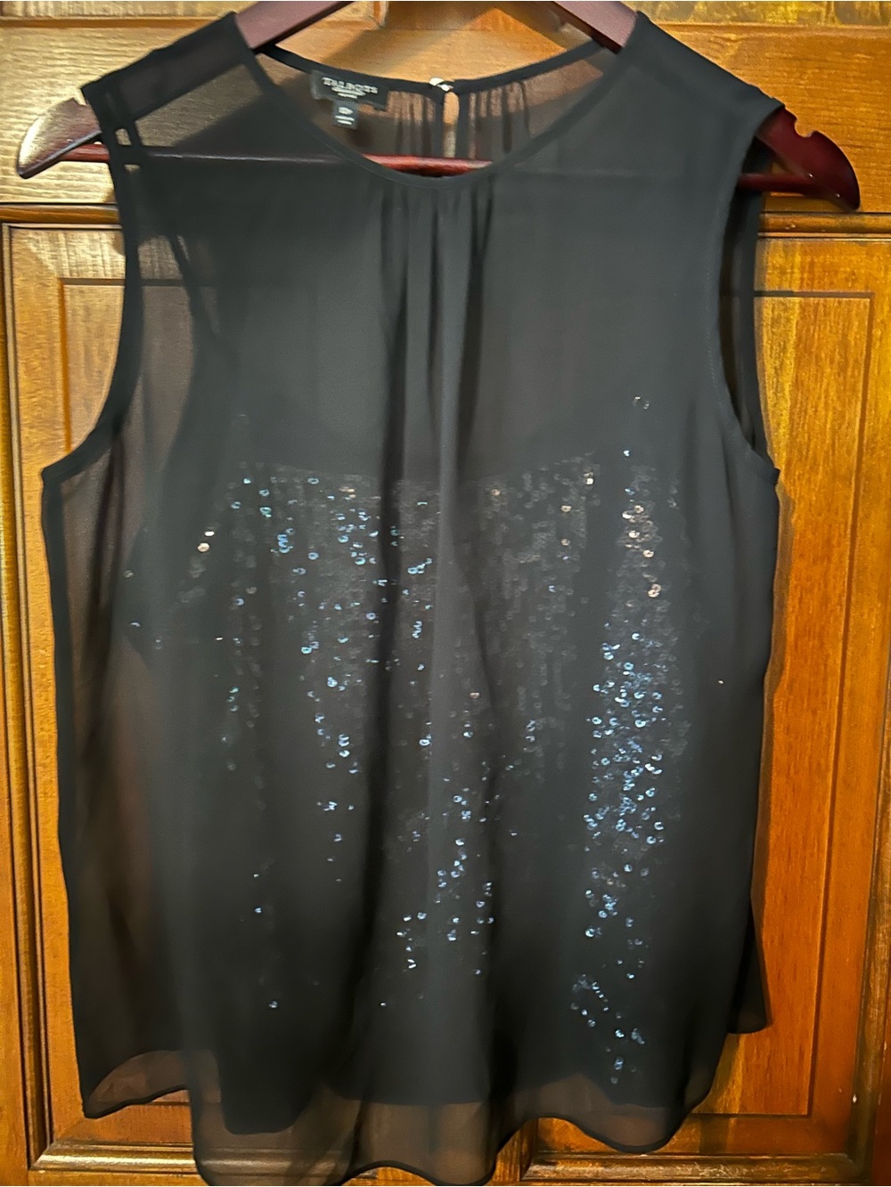 Black Sleeveless Sheer Top with Sequin Cami